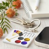 Croquet Equipment Set Mallet Balls Hoops キーホルダー (正面右)