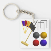 Croquet Equipment Set Mallet Balls Hoops キーホルダー (正面)