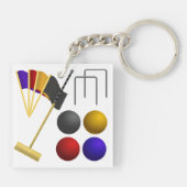 Croquet Equipment Set Mallet Balls Hoops キーホルダー (裏面)