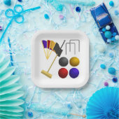 Croquet Equipment Set Mallet Balls Hoops ペーパープレート (パーティー)