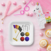 Croquet Equipment Set Mallet Balls Hoops ペーパープレート (パーティー)