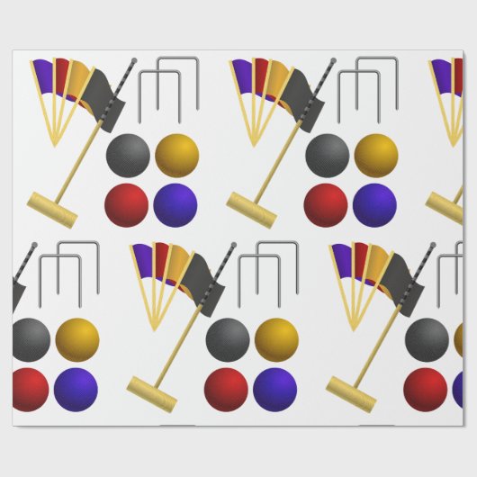 Croquet Equipment Set Mallet Balls Hoops ラッピングペーパー (フラット)