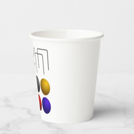 Croquet Equipment Set Mallet Balls Hoops 紙コップ (左)