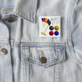 Croquet Equipment Set Mallet Balls Hoops 缶バッジ (インサイチュ)