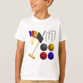 Croquet Equipment Set Mallet Balls Hoops Tシャツ (正面)
