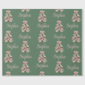 Croquette Bow Christmas Tree Personalized Name ラッピングペーパー (フラット)