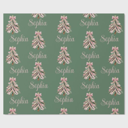 Croquette Bow Christmas Tree Personalized Name ラッピングペーパー (フラット)