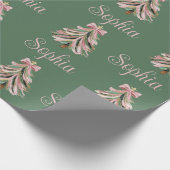 Croquette Bow Christmas Tree Personalized Name ラッピングペーパー (角)