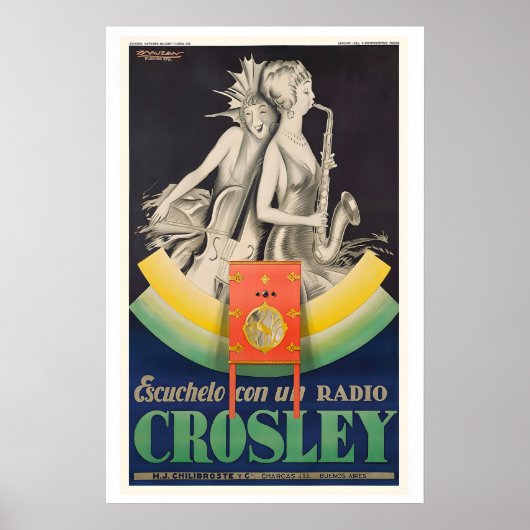 Crosley Radio Vintage Advertising Poster by ポスター (正面)