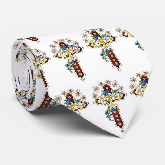 Cross And Flowers Neck Tie ネクタイ (ロール)