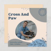 Cross And Paw Veterinarian Photo Graduation Party 招待状 (正面/裏面)