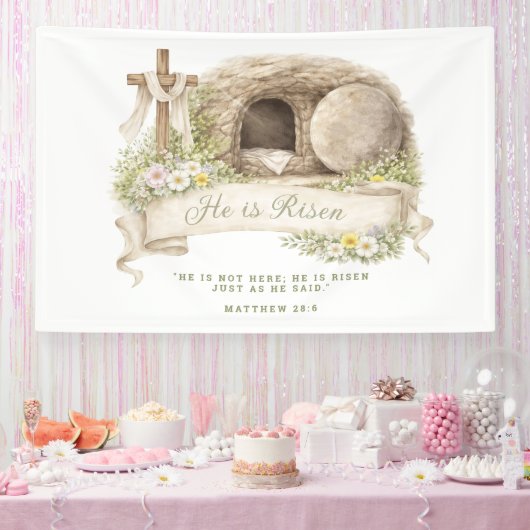 Cross and Tomb | Resurrection Day 横断幕 (パーティー)