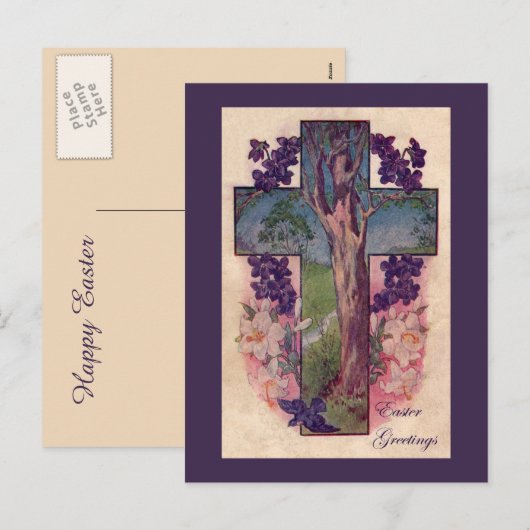 Cross and Tree Christian Postcard シーズンポストカード (正面/裏面)