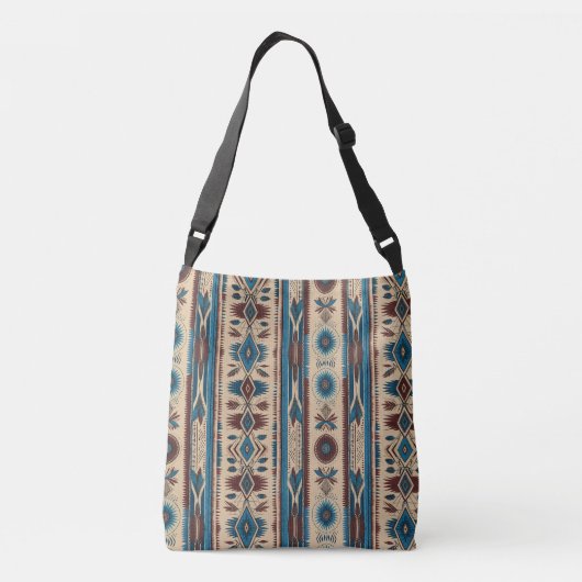 Cross Body Bag in Blue Native American Patterns クロスボディバッグ (裏面)