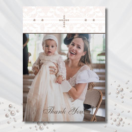 Cross Christian Baptism Photo Thank You Card サンキューカード