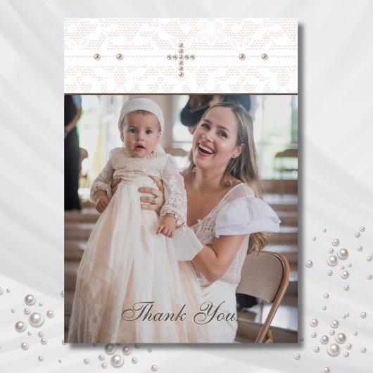 Cross Christian Baptism Photo Thank You Card サンキューカード