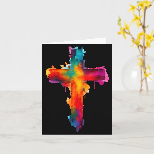 Cross Christian Religious Believe Blessed Faith Gr カード (黄色い花)