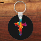 Cross Christian Religious Believe Blessed Faith Gr キーホルダー (正面)