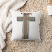 Cross Cotton Square Pillow with White Background クッション (ブランケット)