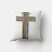 Cross Cotton Square Pillow with White Background クッション (裏面)