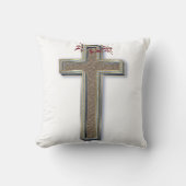 Cross Cotton Square Pillow with White Background クッション (正面)