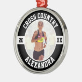 Cross Country Runner Running XC Sports Team Custom メタルオーナメント (左)
