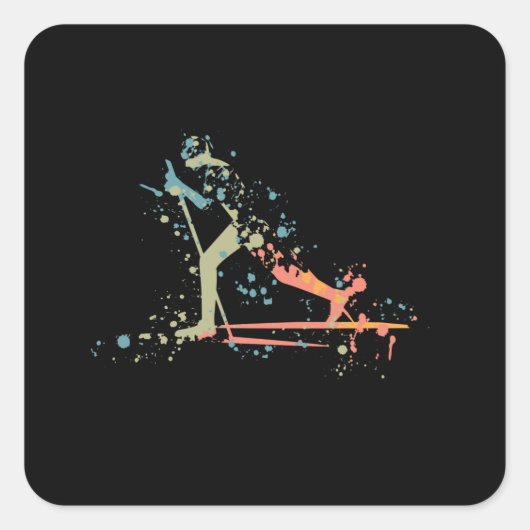 Cross Country Skiing Splash スクエアシール (正面)