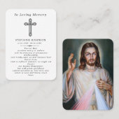 Cross Divine Mercy Jesus Funeral Prayer Card 名刺 (正面/裏面)