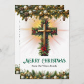 Cross Draped in Christmas Garland, Greeting Cards シーズンカード (正面/裏面)