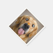 Cross Eyed Golden Retriever With Candy Corn スタンダードカクテルナプキン (角)