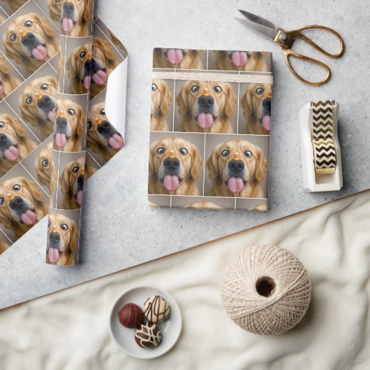 Cross Eyed Golden Retriever With Candy Corn ラッピングペーパー (クラフト)