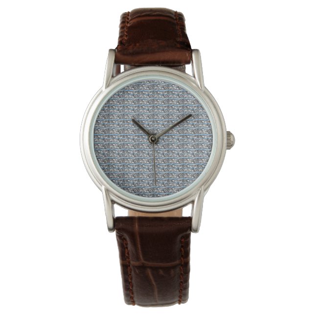 Cross Filigree Design Blue Pattern 腕時計 (正面)