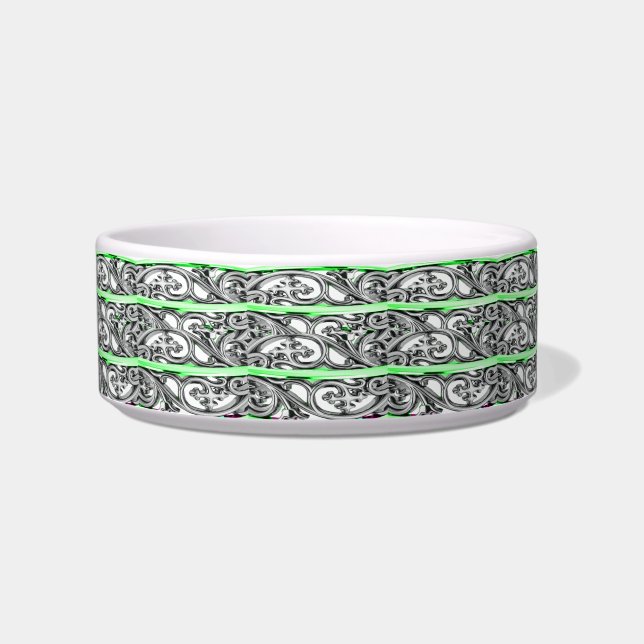 Cross Filigree Design Green Pattern ボウル (正面)