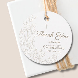 Cross Floral First Holy Communion Thank You フェイバータグ