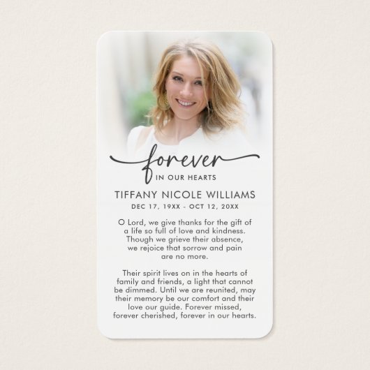 Cross Forever In Our Hearts Prayer Cards (裏面)