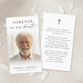 Cross Funeral Forever Hearts Photo Prayer Card 名刺