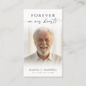 Cross Funeral Forever Hearts Photo Prayer Card 名刺 (正面)