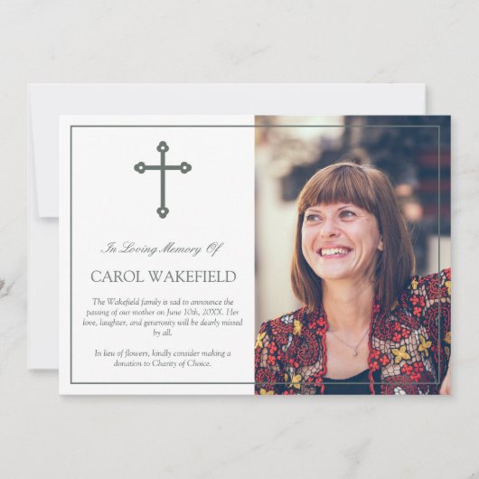 Cross In Loving Memory写真のお知らせ 招待状 (正面)