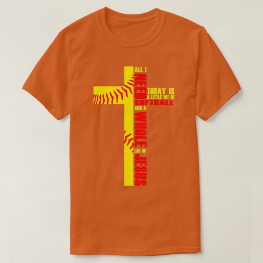 Cross Jesus Softball Baseball Believer Tシャツ (デザイン正面)