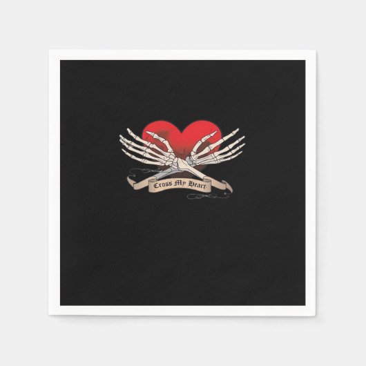 Cross Myハート（死への希望） - Skeleton Hands Hear スタンダードカクテルナプキン (正面)