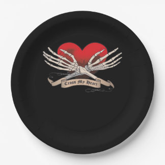 Cross Myハート（死への希望） - Skeleton Hands Hear ペーパープレート