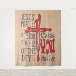 Cross of Christ Red Blood Drops Cuz You Matter タペストリー
