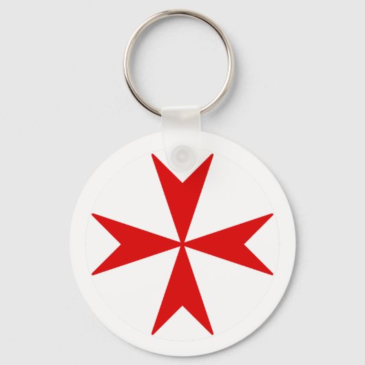 Cross Of Malta v2 (白の赤) キーホルダー (正面)