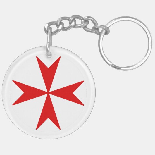 Cross Of Malta v2 (白の赤) キーホルダー (裏面左)
