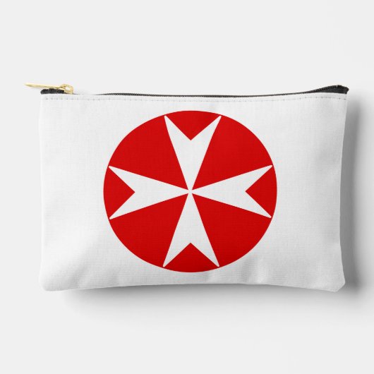 Cross Of Malta v2 （赤の上に白） アクセサリーポーチ (正面)