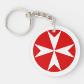 Cross Of Malta v2 （赤の上に白） キーホルダー (正面)