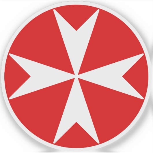 Cross Of Malta v2 (赤の上に白) シール (正面)