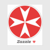 Cross Of Malta v2 (赤の上に白) シール (シート)