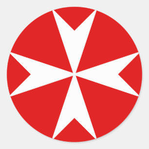 Cross Of Malta v2 （赤の上に白） ラウンドシール