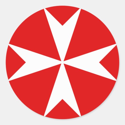 Cross Of Malta v2 （赤の上に白） ラウンドシール (正面)